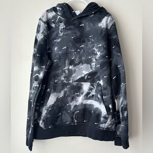 Nike Black and Gray Patterned Hoodie Boys Large